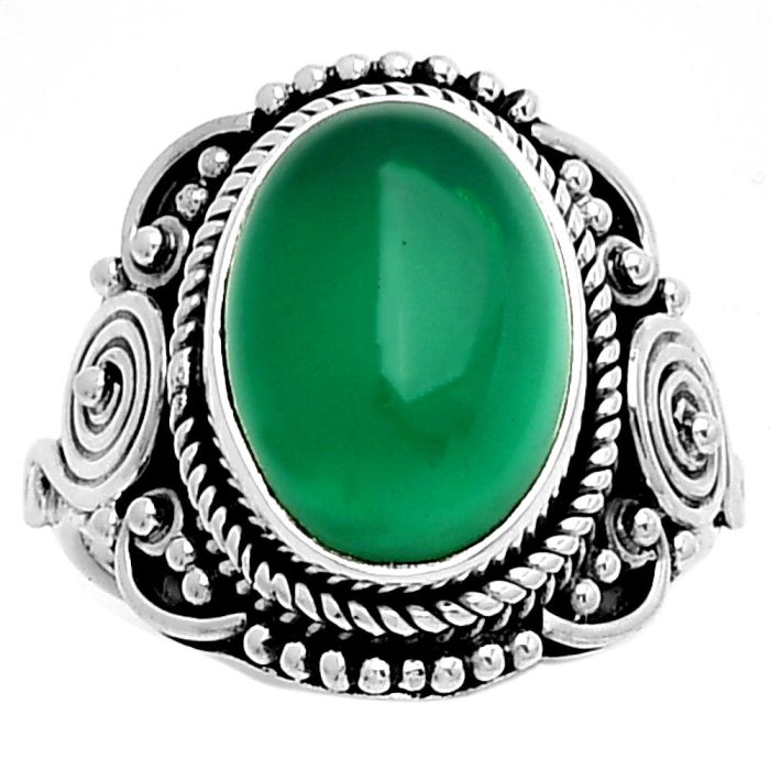 Natural Green Onyx Ring size-8 SDR188736 R-1291, 10x14 mm