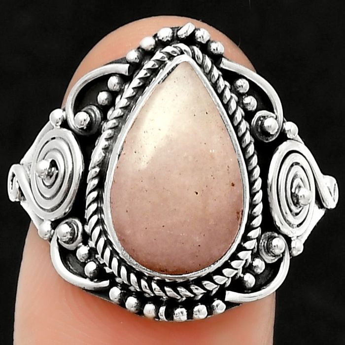 Natural Pink Scolecite Ring size-8.5 SDR188740 R-1291, 8x14 mm