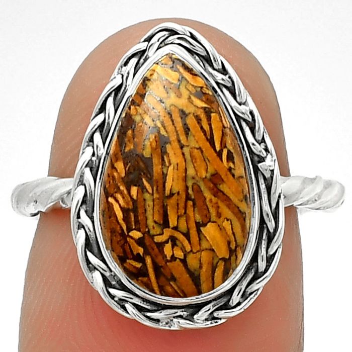 Natural Coquina Fossil Jasper - India Ring size-6 SDR188988 R-1142, 9x14 mm