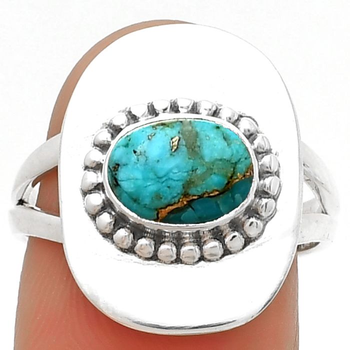 Copper Blue Turquoise - Arizona Ring size-7.5 SDR189114 R-1458, 6x8 mm