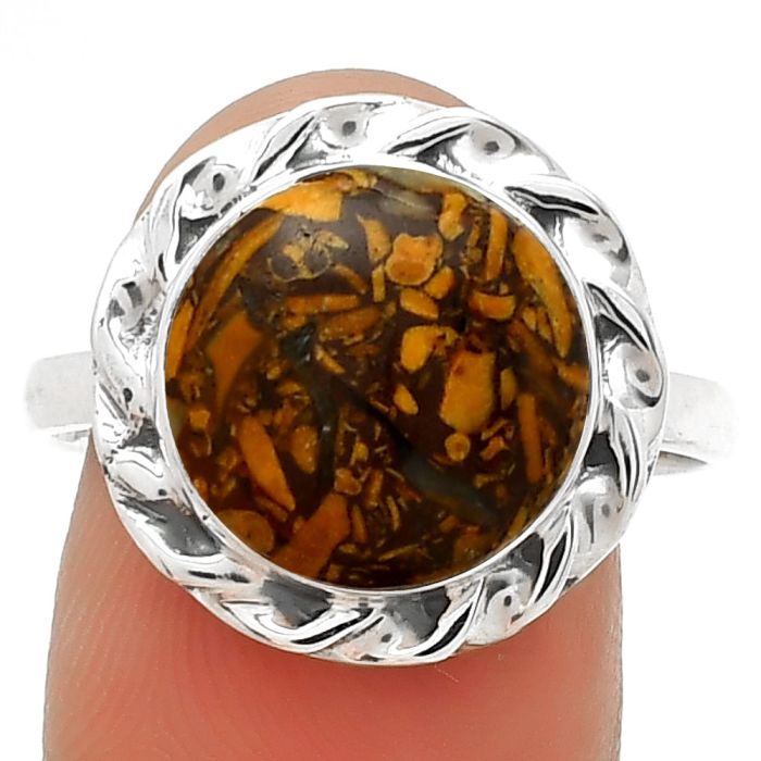 Coquina Fossil Jasper - India Ring size-9.5 SDR189163 R-1083, 12x12 mm