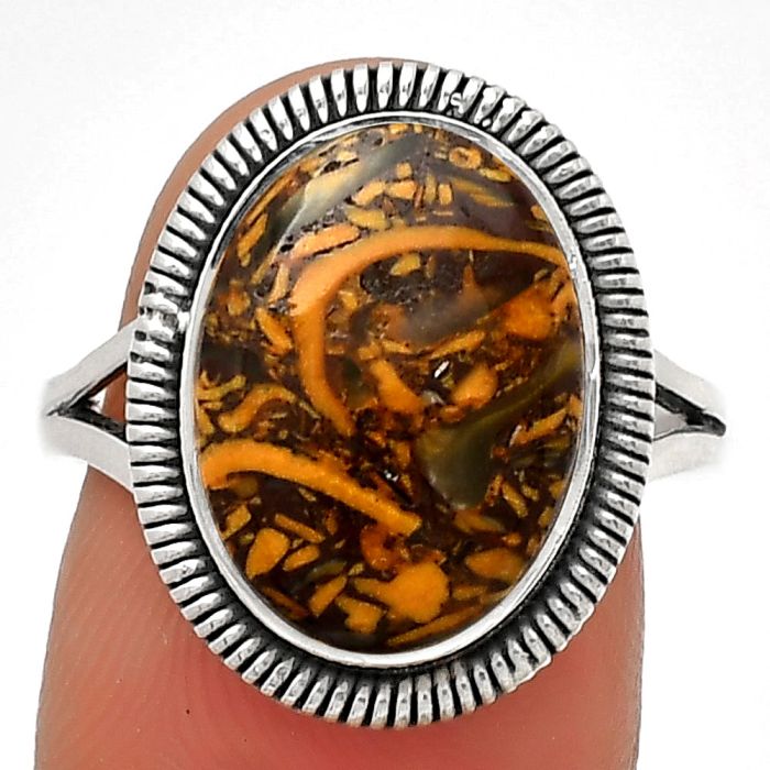 Coquina Fossil Jasper - India Ring size-7.5 SDR189339 R-1208, 11x15 mm