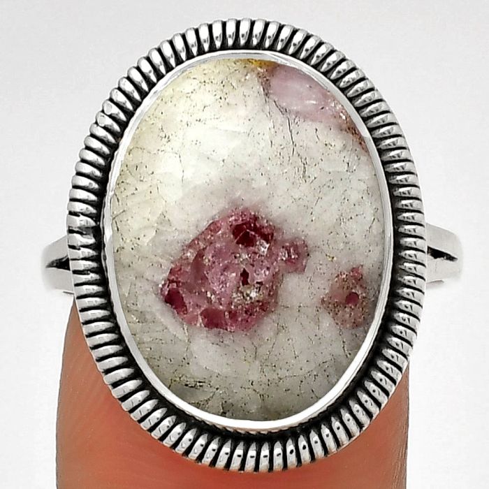 Natural Pink Tourmaline in Quartz Ring size-9 SDR189421 R-1208, 13x18 mm