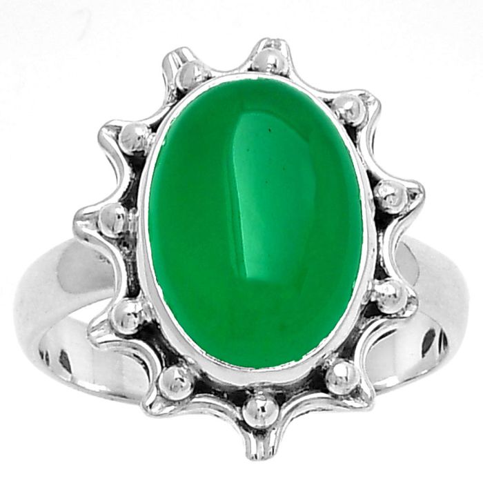 Natural Green Onyx Ring size-7.5 SDR189912 R-1189, 10x14 mm