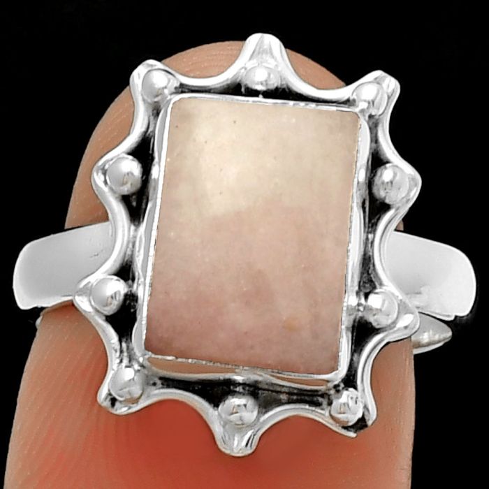 Natural Pink Scolecite Ring size-7.5 SDR189928 R-1189, 8x11 mm