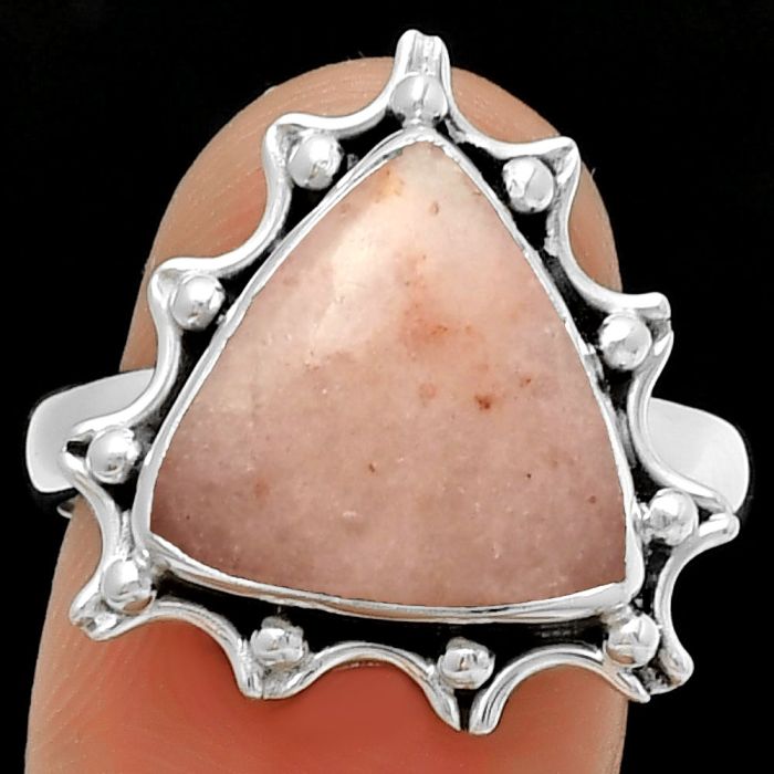 Natural Pink Scolecite Ring size-9 SDR189929 R-1189, 13x14 mm