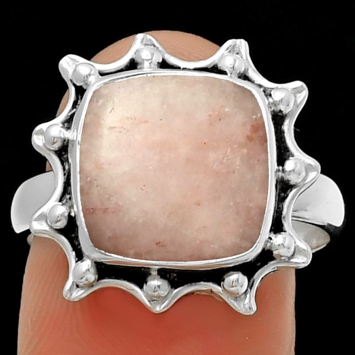 Natural Pink Scolecite Ring size-8.5 SDR189931 R-1189, 12x12 mm