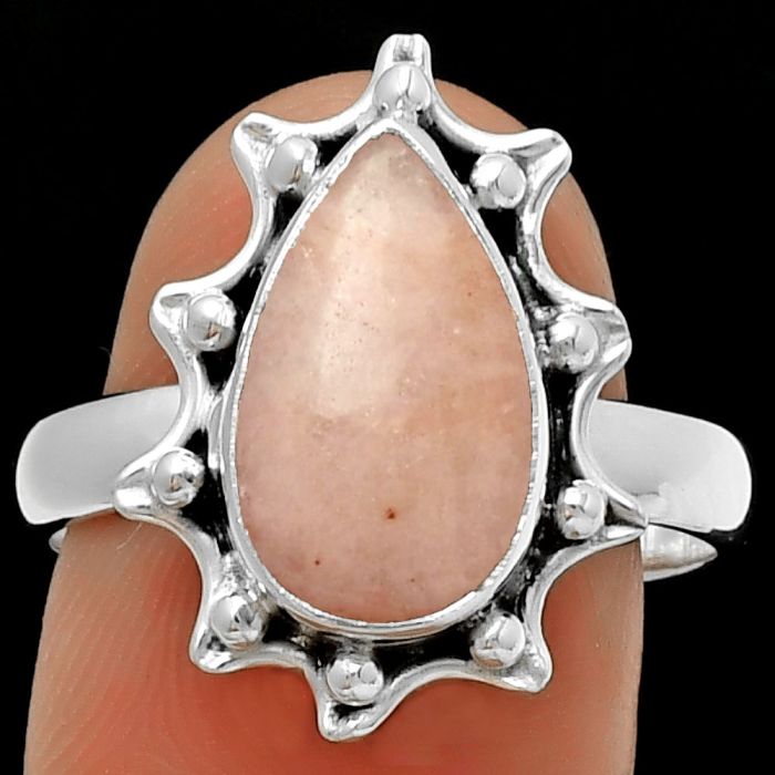 Natural Pink Scolecite Ring size-9 SDR189932 R-1189, 8x14 mm