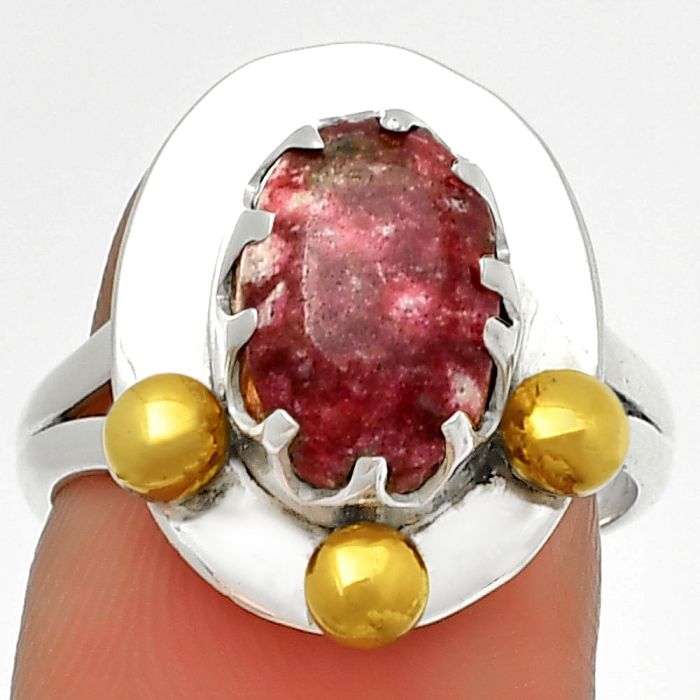 Two Tone - Pink Thulite - Norway Ring size-7 SDR189971 R-1503, 8x11 mm