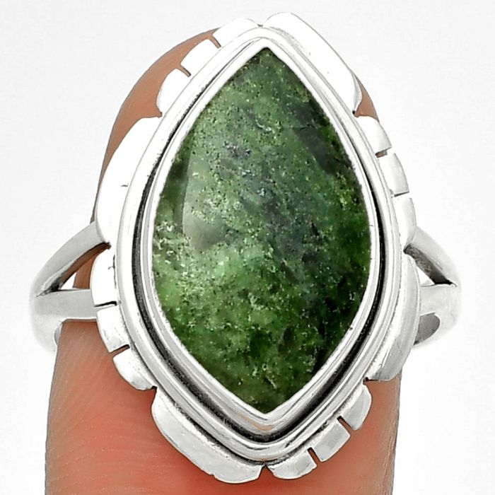 Natural Green Fuchsite Ring size-9 SDR190098 R-1342, 11x20 mm