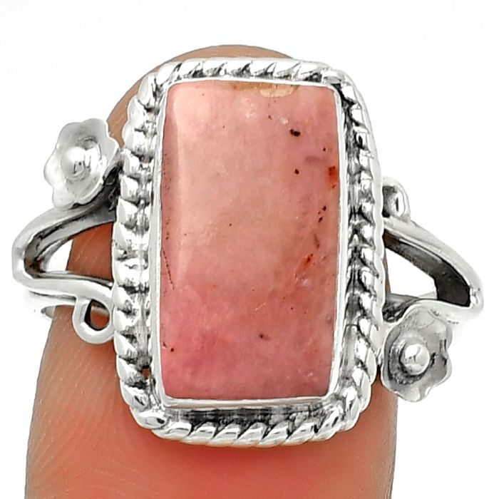 Natural Pink Tulip Quartz Ring size-9 SDR190190 R-1345, 8x15 mm