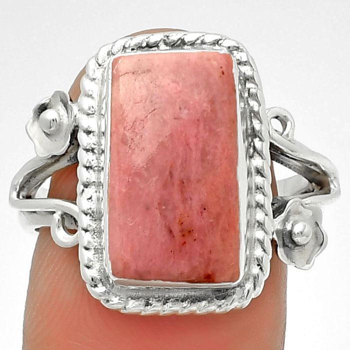 Natural Pink Tulip Quartz Ring size-8 SDR190207 R-1345, 9x15 mm