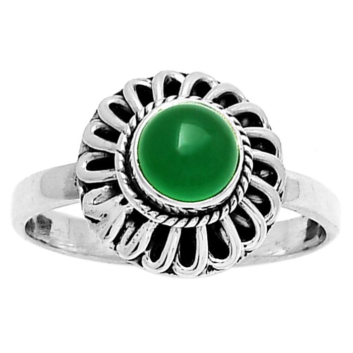 Natural Green Onyx Ring size-8.5 SDR190428 R-1596, 6x6 mm