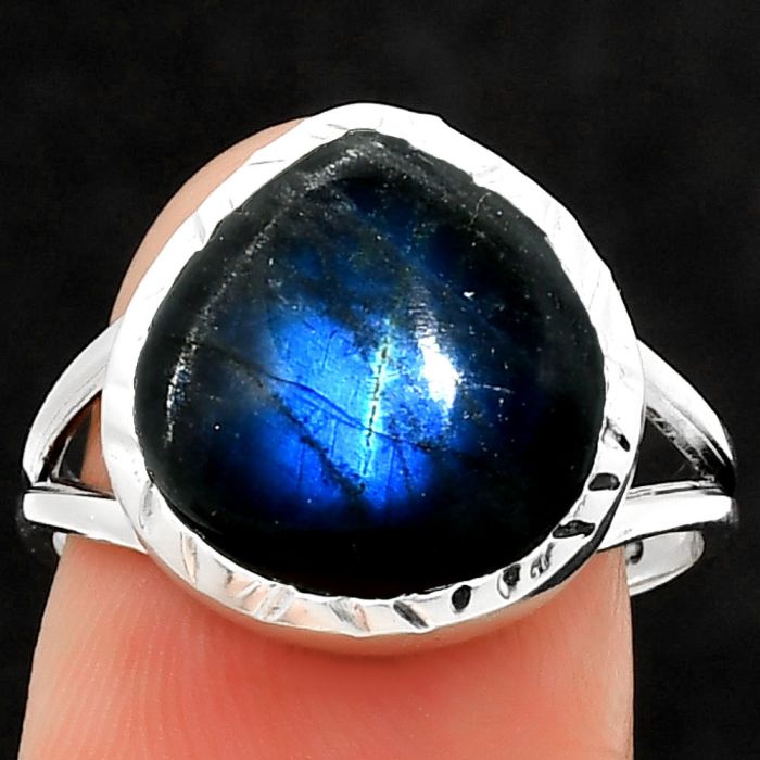 Blue Fire Labradorite - Madagascar Ring size-8 SDR190657 R-1074, 12x12 mm