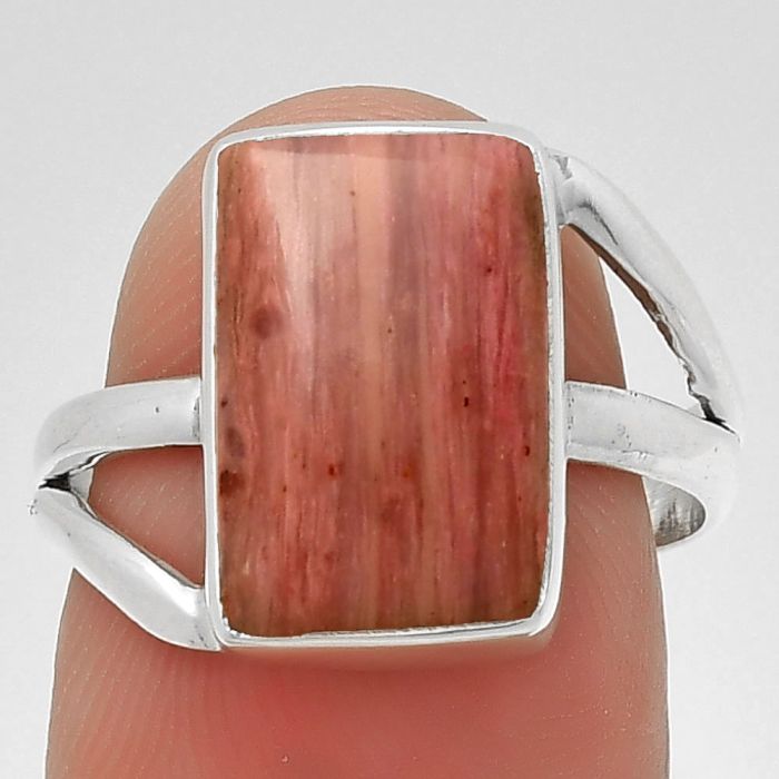 Natural Pink Tulip Quartz Ring size-7.5 SDR190727 R-1389, 9x14 mm