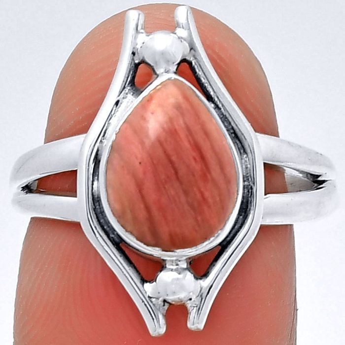 Natural Pink Tulip Quartz Ring size-7 SDR190767 R-1663, 8x10 mm