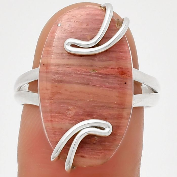 Natural Pink Tulip Quartz Ring size-8.5 SDR190969 R-1502, 13x22 mm