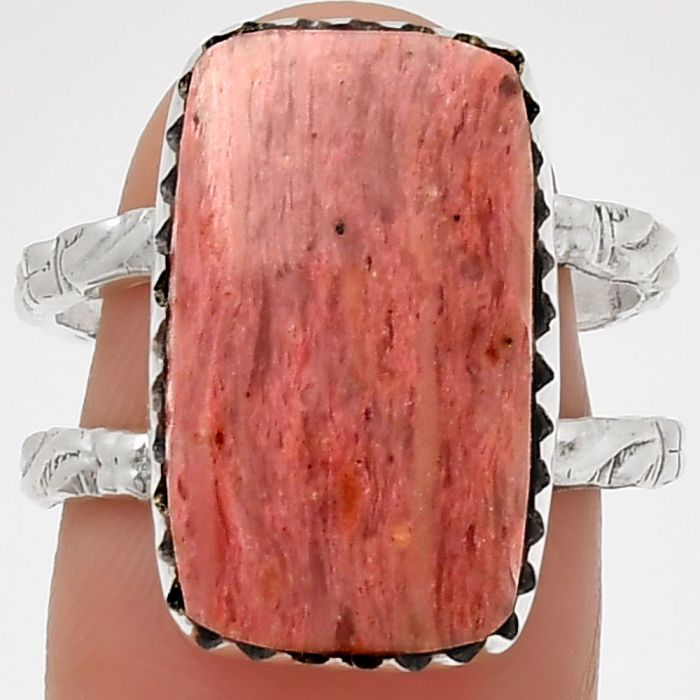 Natural Pink Tulip Quartz Ring size-8 SDR190977 R-1210, 11x19 mm