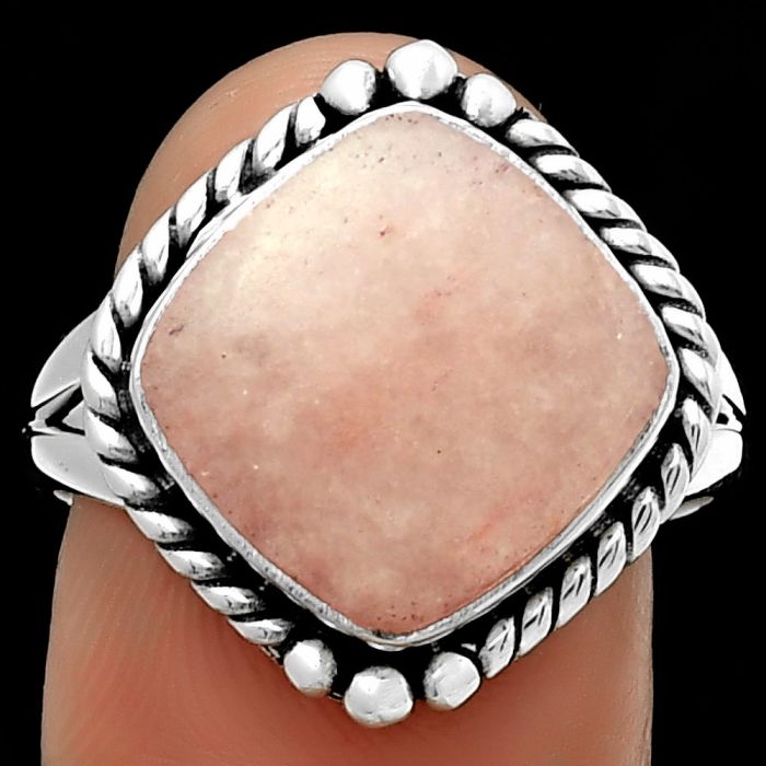 Natural Pink Scolecite Ring size-8.5 SDR191123 R-1253, 12x12 mm