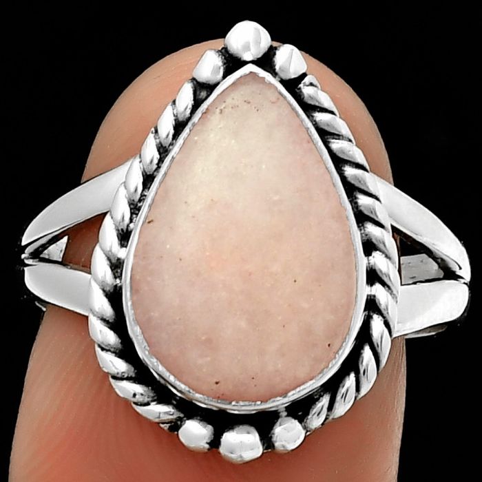 Natural Pink Scolecite Ring size-8.5 SDR191126 R-1253, 10x14 mm