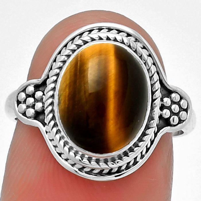 Natural Tiger Eye - Africa Ring size-7 SDR191174 R-1312, 9x11 mm