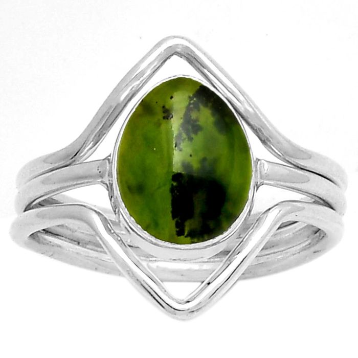 Natural Chrome Chalcedony Ring size-7 SDR191362 R-1460, 8x10 mm