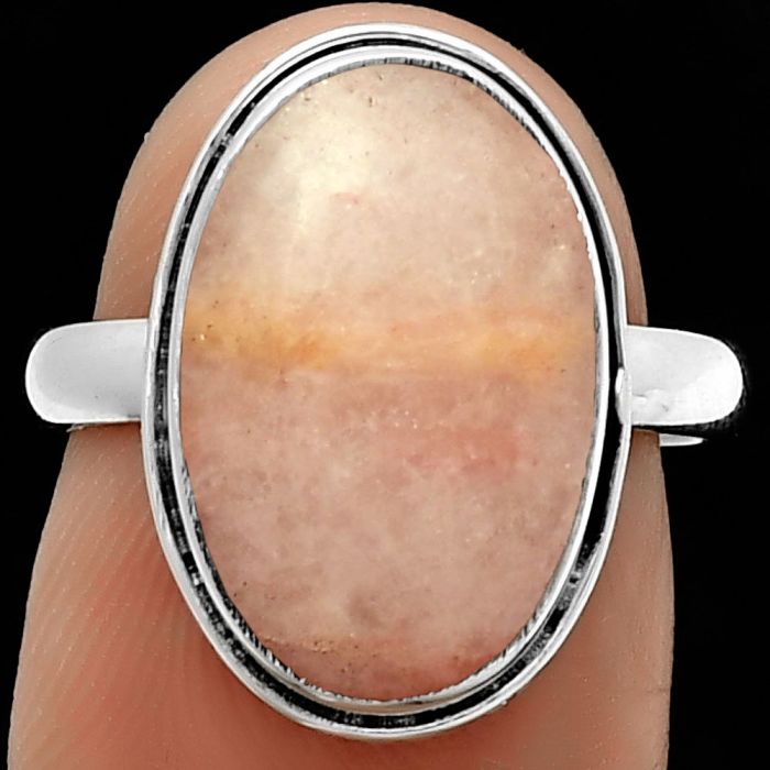 Natural Pink Scolecite Ring size-7 SDR191458 R-1499, 11x16 mm