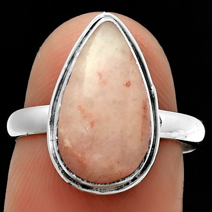 Natural Pink Scolecite Ring size-7 SDR191459 R-1499, 8x15 mm