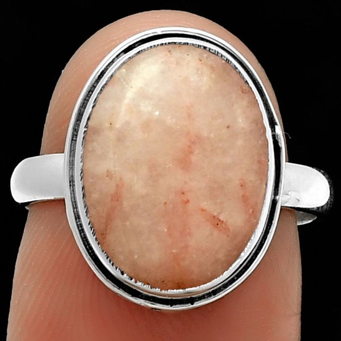 Natural Pink Scolecite Ring size-7 SDR191460 R-1499, 11x14 mm