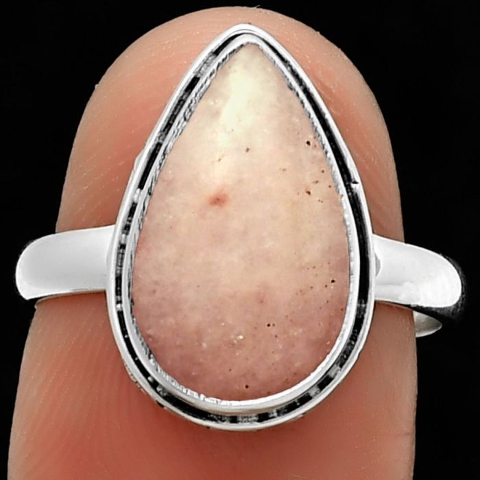 Natural Pink Scolecite Ring size-7 SDR191461 R-1499, 9x15 mm