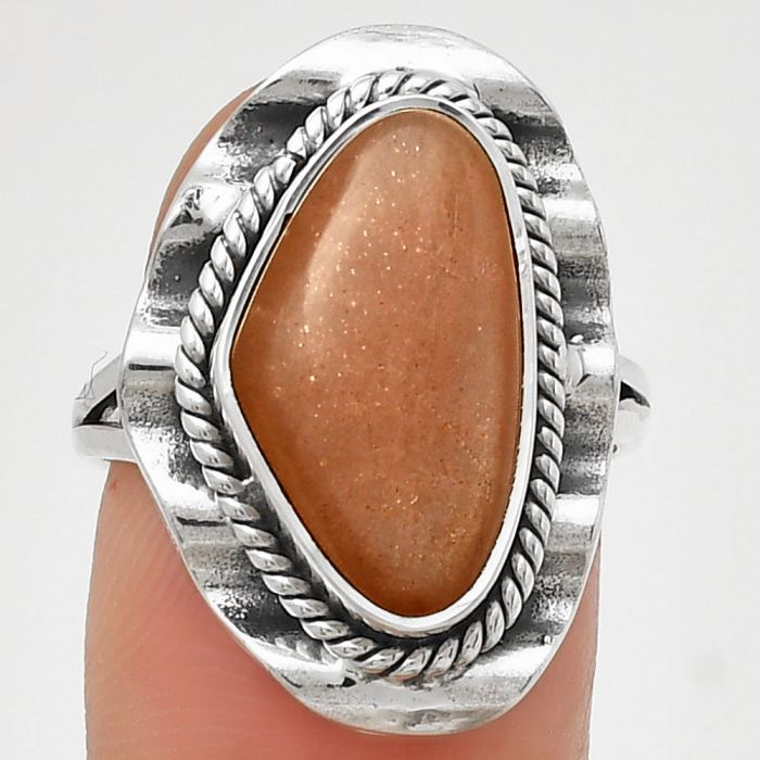 Natural Sunstone - Namibia Ring size-7.5 SDR191575 R-1212, 10x17 mm