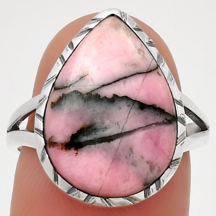 Natural Rhodonite Ring size-7.5 SDR191999 R-1074, 13x18 mm