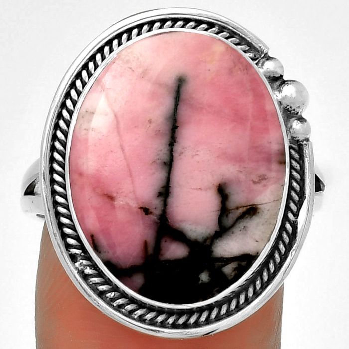 Natural Rhodonite Ring size-9 SDR192200 R-1148, 14x18 mm