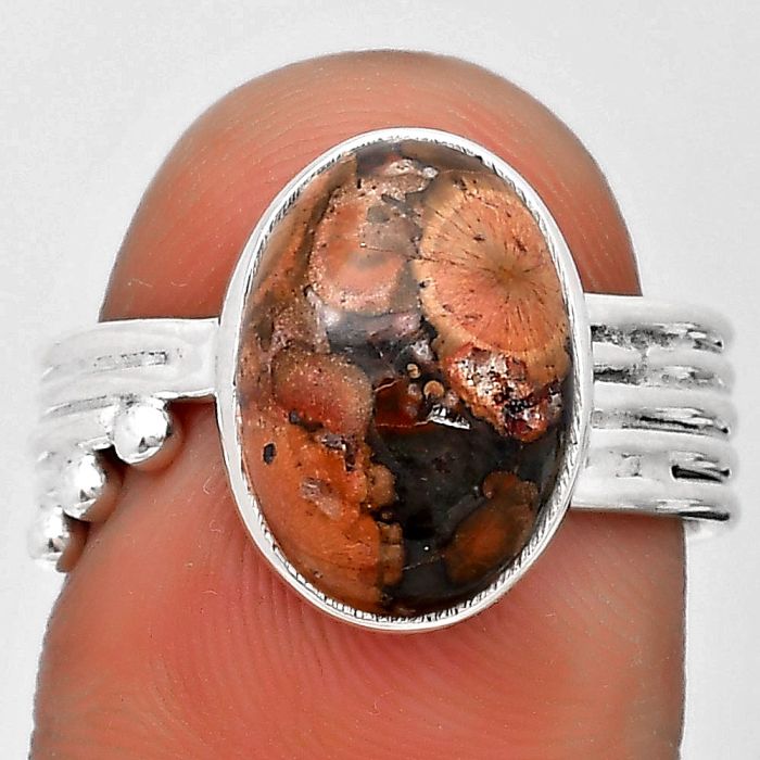 Natural Poppy Jasper Ring size-8 SDR194002 R-1492, 9x13 mm