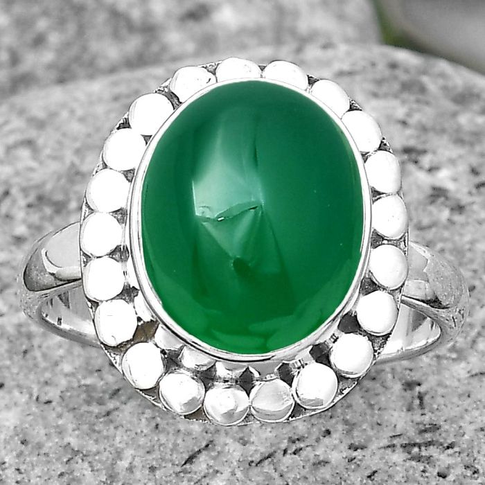 Natural Green Onyx Ring size-8 SDR194133 R-1174, 10x12 mm