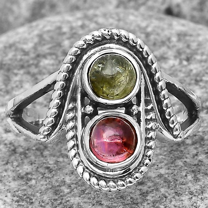 Natural Multi Tourmaline Ring size-8.5 SDR195777 R-1027, 5x5 mm