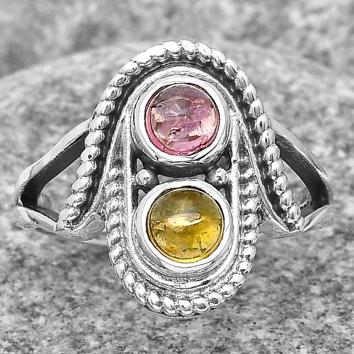 Natural Multi Tourmaline Ring size-7.5 SDR195786 R-1027, 5x5 mm