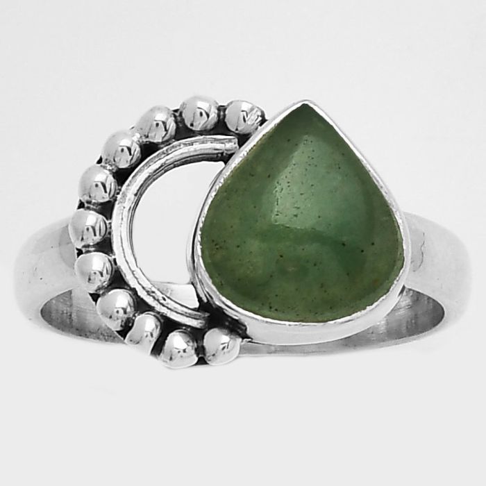 Crescent Moon - Green Aventurine Ring size-6 SDR197268 R-1677, 8x9 mm