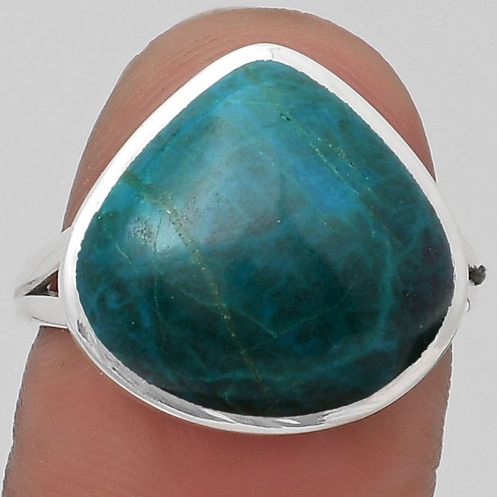 Natural Azurite Chrysocolla Ring size-8 SDR197886 R-1005, 15x16 mm