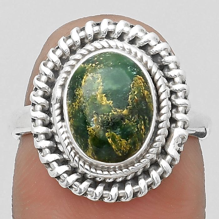 Natural Green Fuchsite Ring size-7 SDR199825 R-1279, 8x10 mm