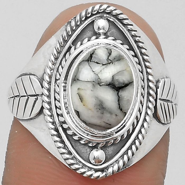 Natural Pinolith Stone Ring size-7 SDR200047 R-1258, 7x9 mm