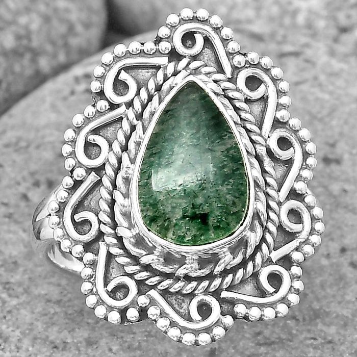 Natural Green Aventurine Ring size-7 SDR200129 R-1322, 7x11 mm