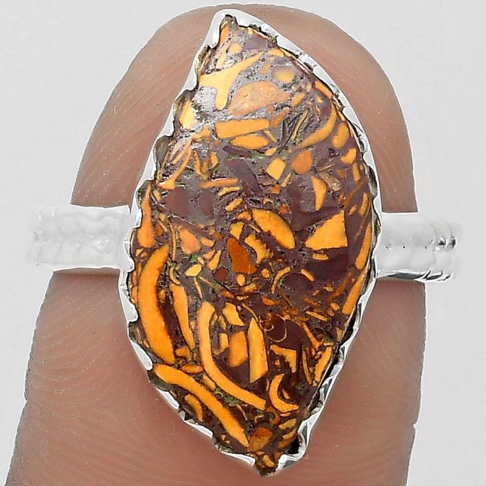 Coquina Fossil Jasper - India Ring size-7.5 SDR200165 R-1210, 11x21 mm