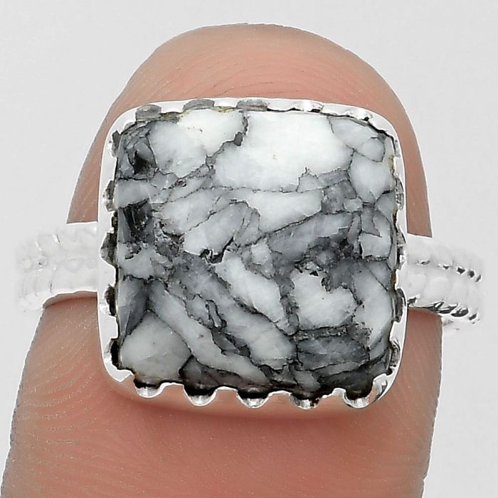 Natural Pinolith Stone Ring size-8 SDR200167 R-1210, 13x13 mm