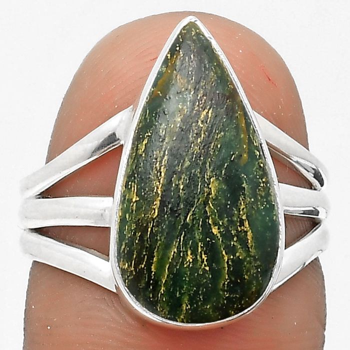 Natural Green Fuchsite Ring size-7 SDR201837 R-1003, 10x18 mm