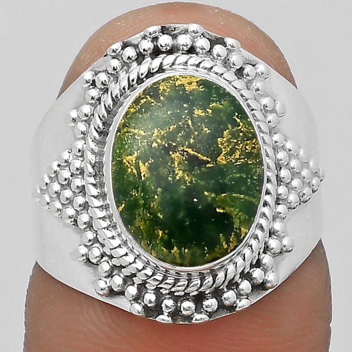 Natural Green Fuchsite Ring size-6 SDR202614 R-1278, 9x11 mm