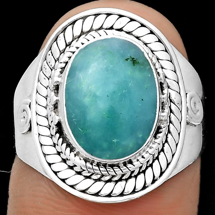 Natural Paraiba Amazonite Ring size-8 SDR202772 R-1398, 9x12 mm