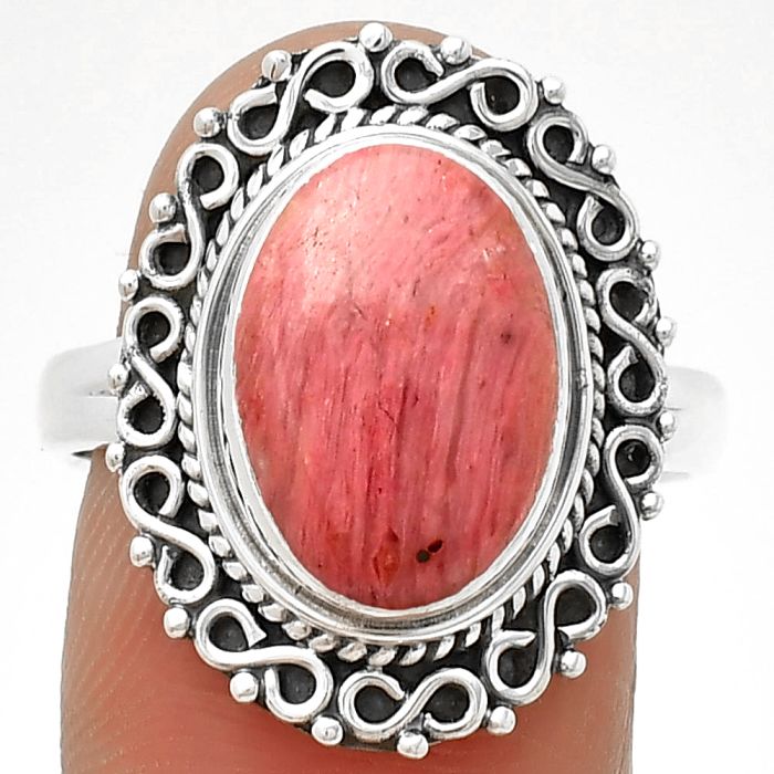 Natural Pink Tulip Quartz Ring size-8.5 SDR202801 R-1164, 9x13 mm