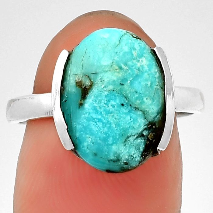 Kingman Turquoise With Pyrite Ring Size-8.5 Sdr202983 R-1173, 11x15 Mm