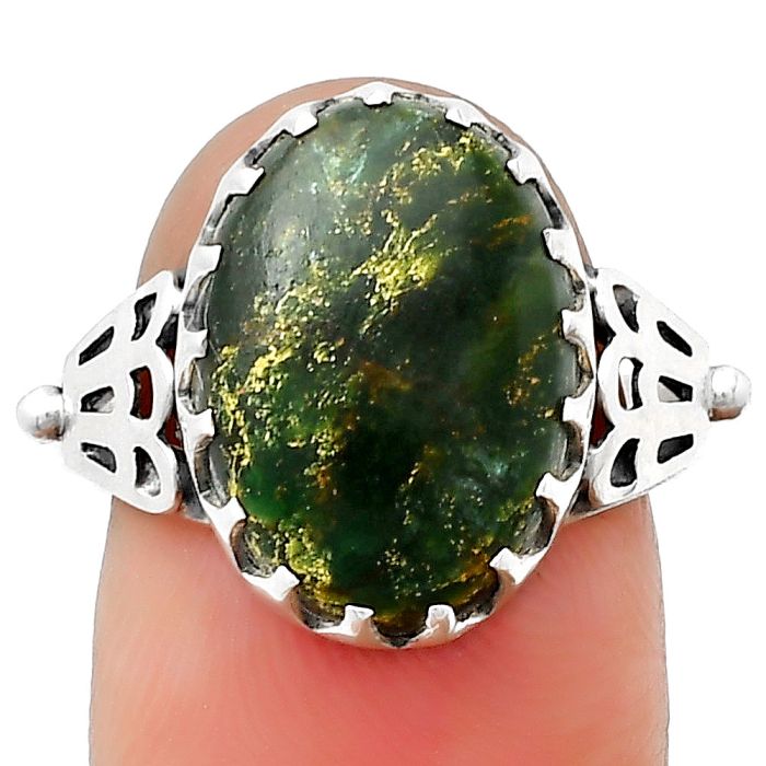 Natural Green Fuchsite Ring size-7.5 SDR203314 R-1449, 12x16 mm